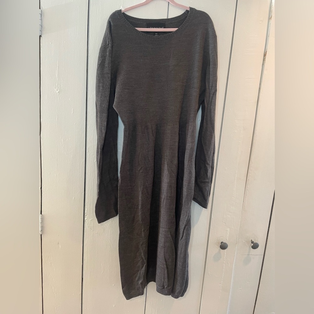 Connected Apparel Charcoal Long Sleeve Sweater Dress